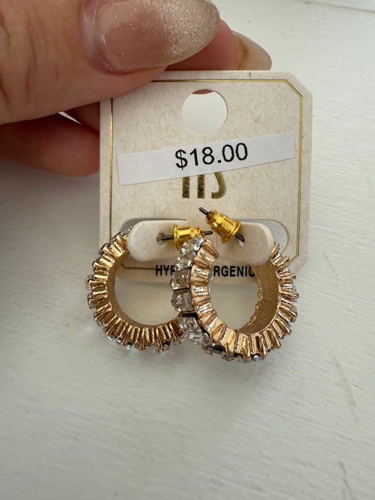 Clear Stone Baguette Huggie .75" Earring