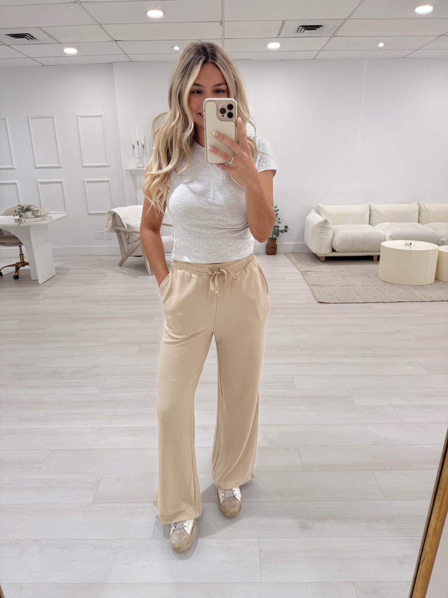 Light Taupe Wide Leg Loungepants