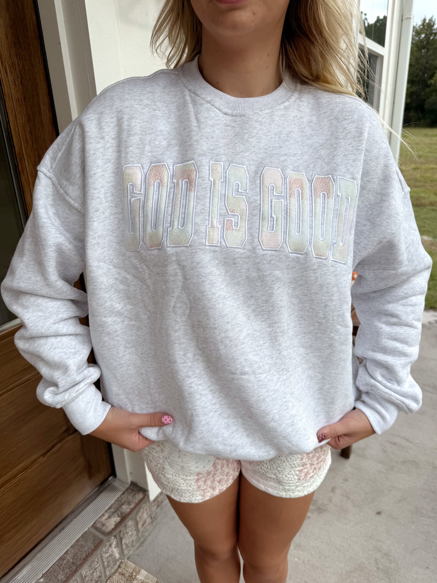 God is Good Embroidery Sweatshirt