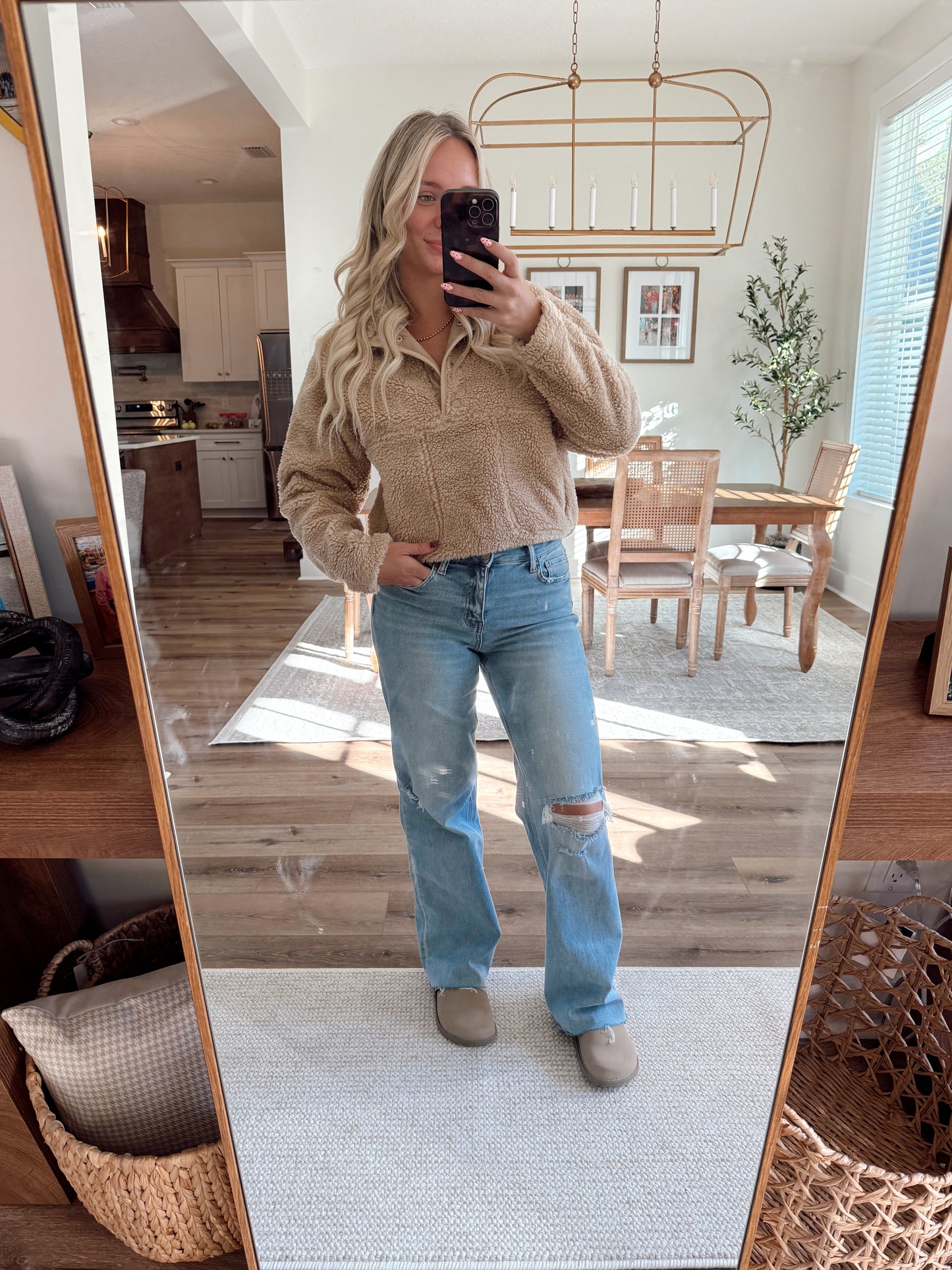 Ripped High Rise Wide Leg Jeans