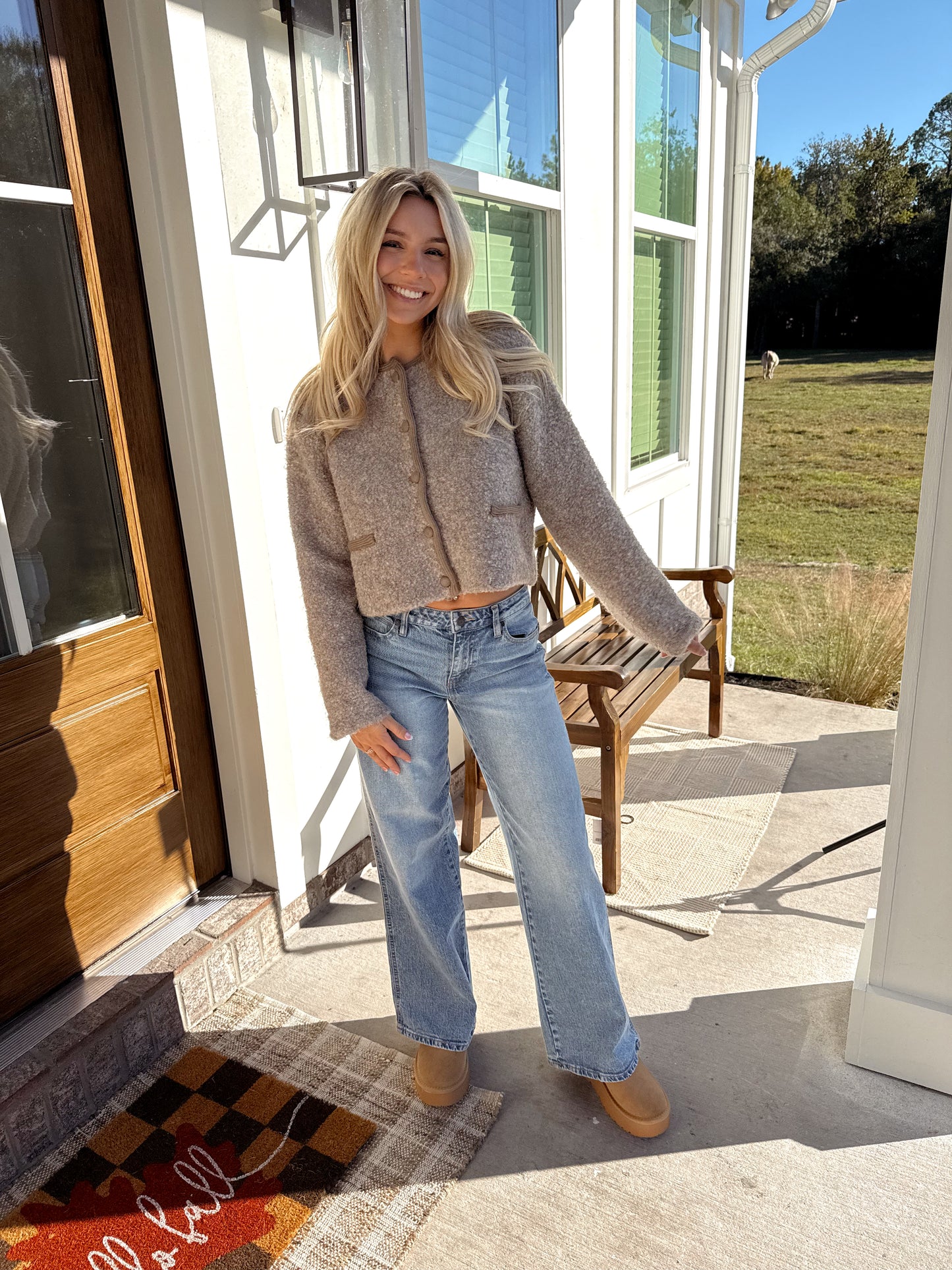 Mocha Fuzzy Knit Jacket