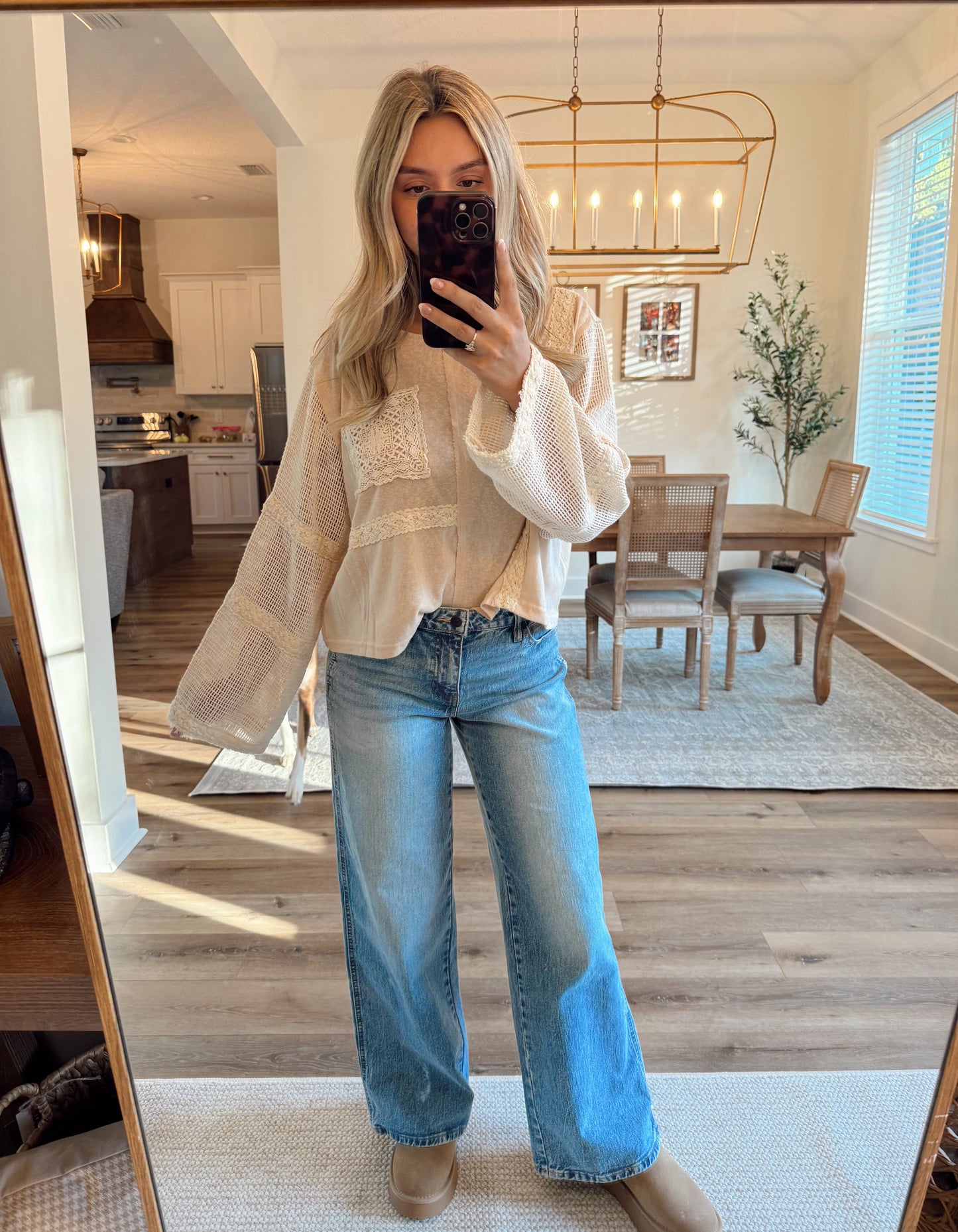 Natural Crochet Detailed Top