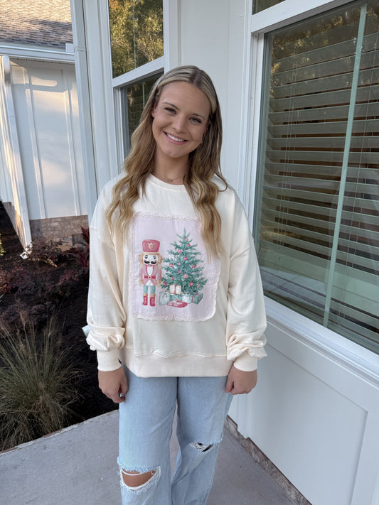 Nutcracker Patchwork Christmas Crewneck