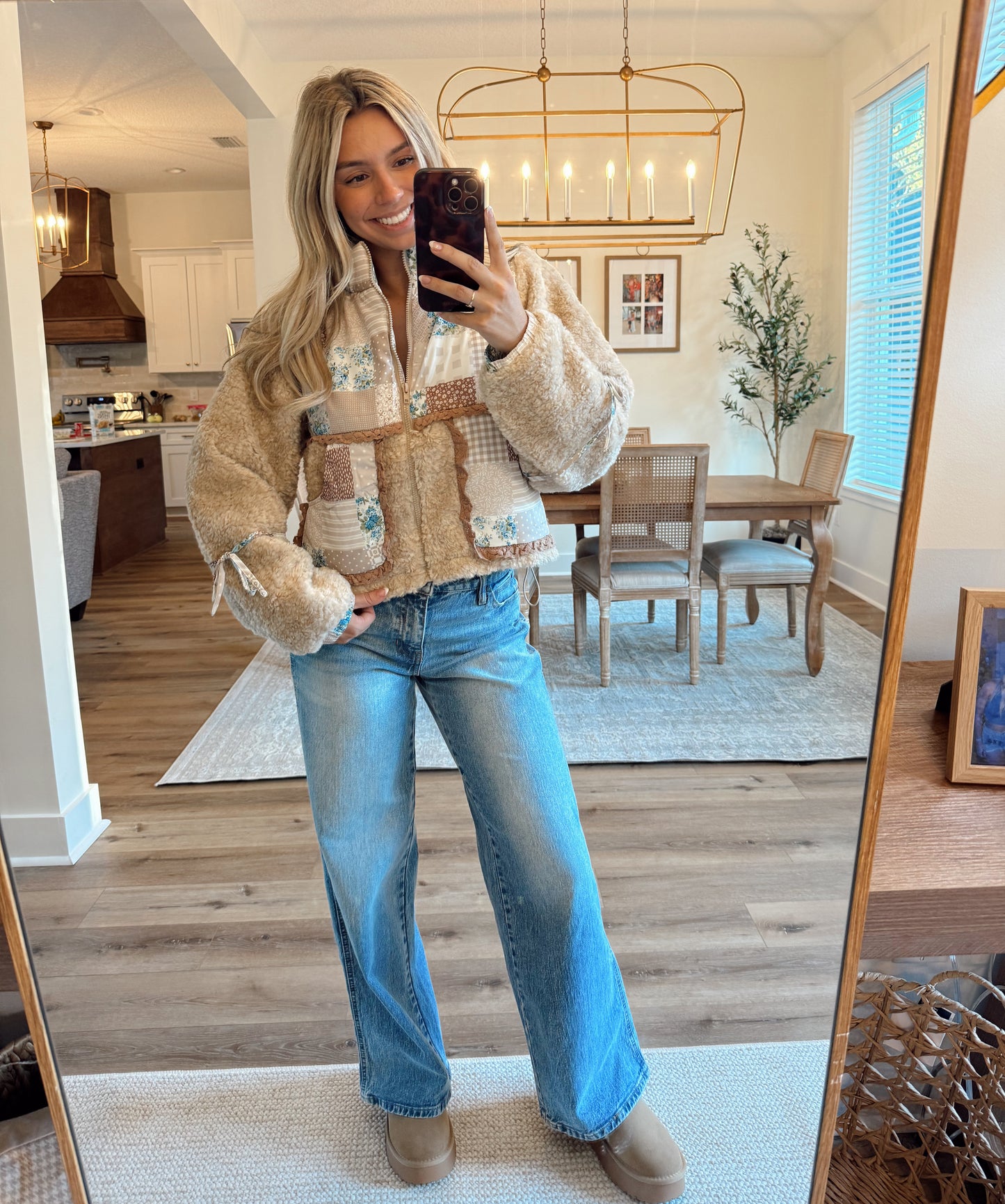 Multi Print Blue Color Sherpa Jacket