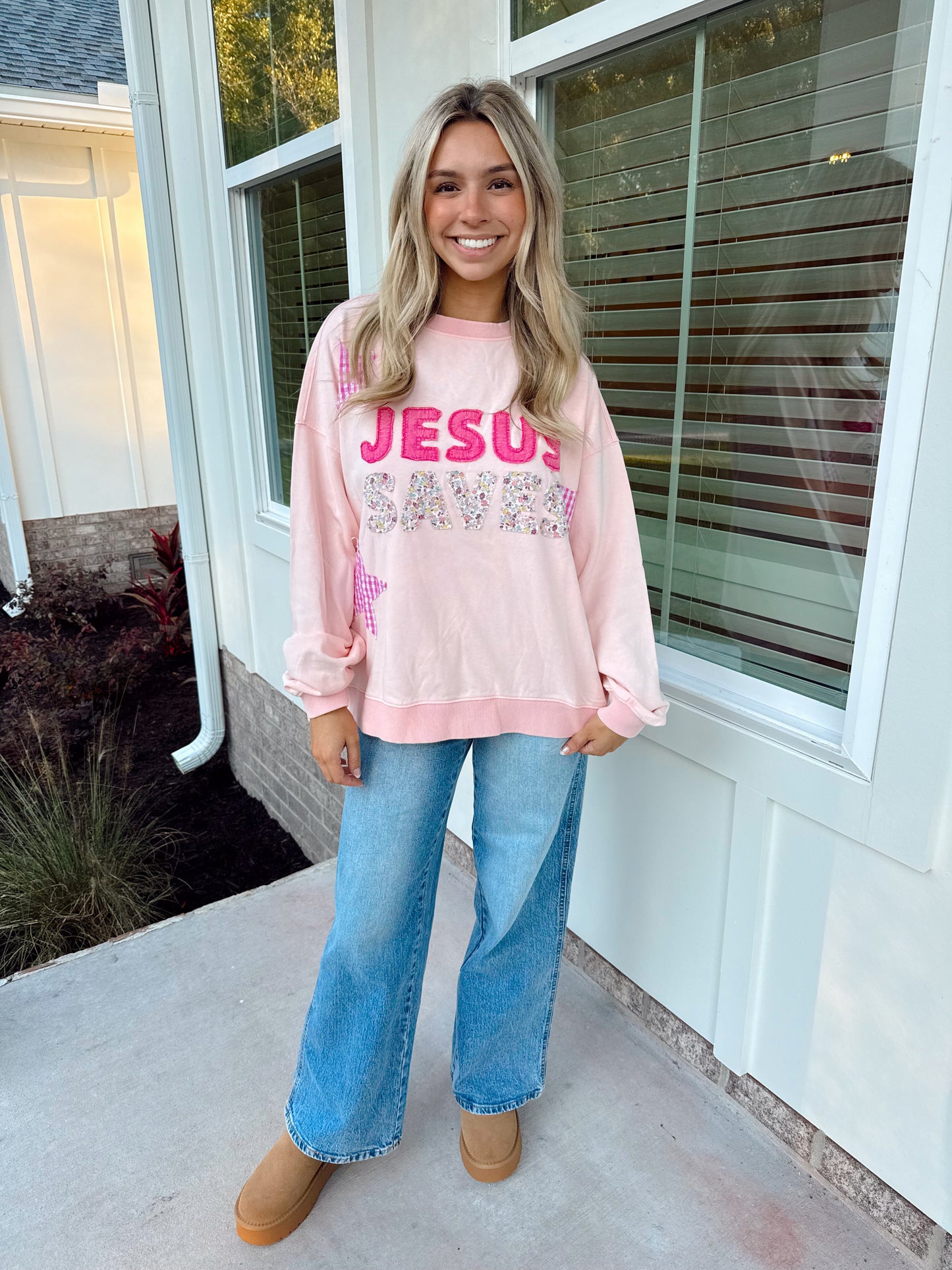 Pink Jesus Saves Sweatshirt