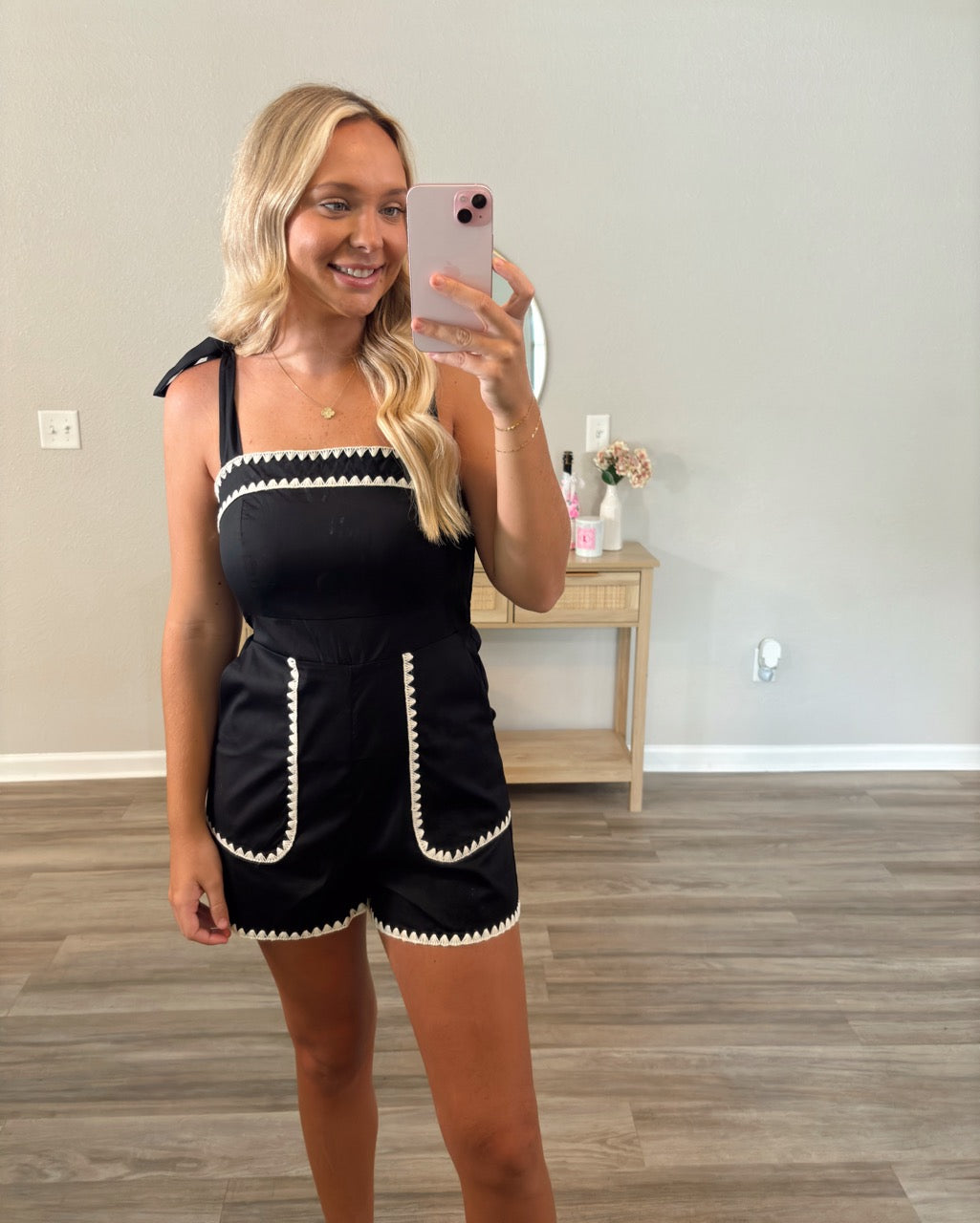 Black Trimmed Romper