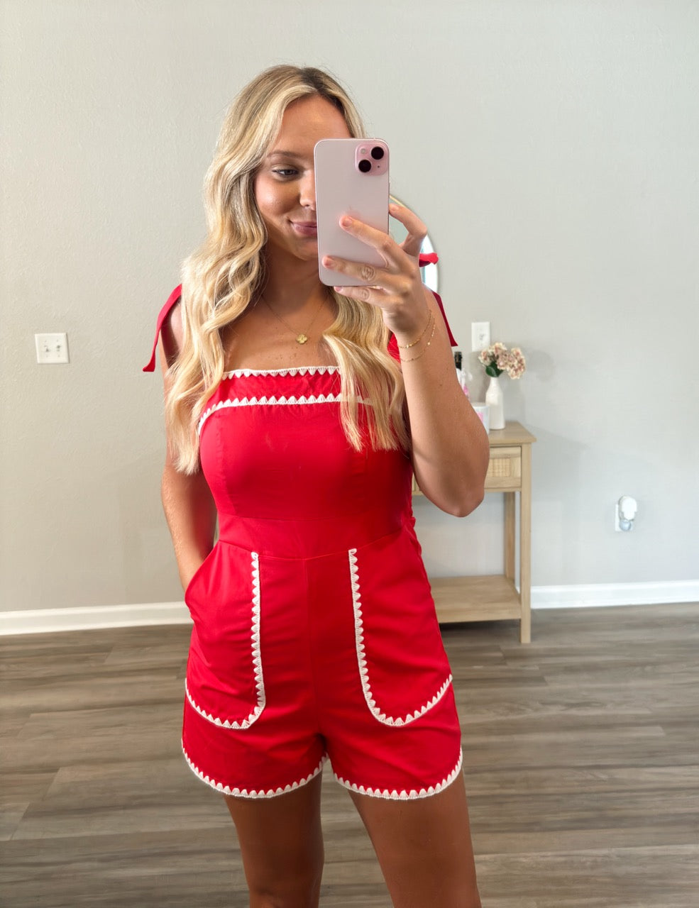 Red Trimmed Romper