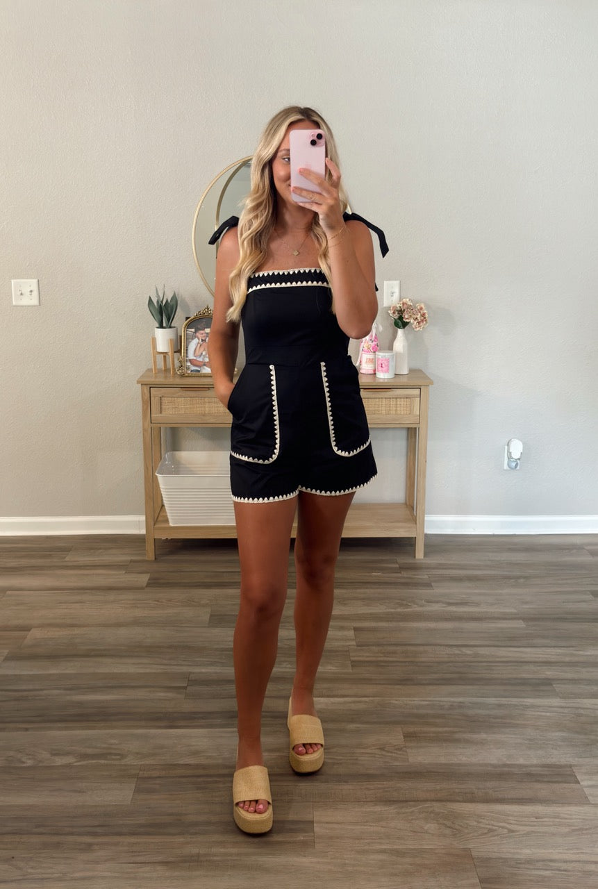 Black Trimmed Romper